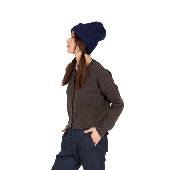 MJ Watson Distressed Cashmere Cardigan Brown M - Picture 3 of 10